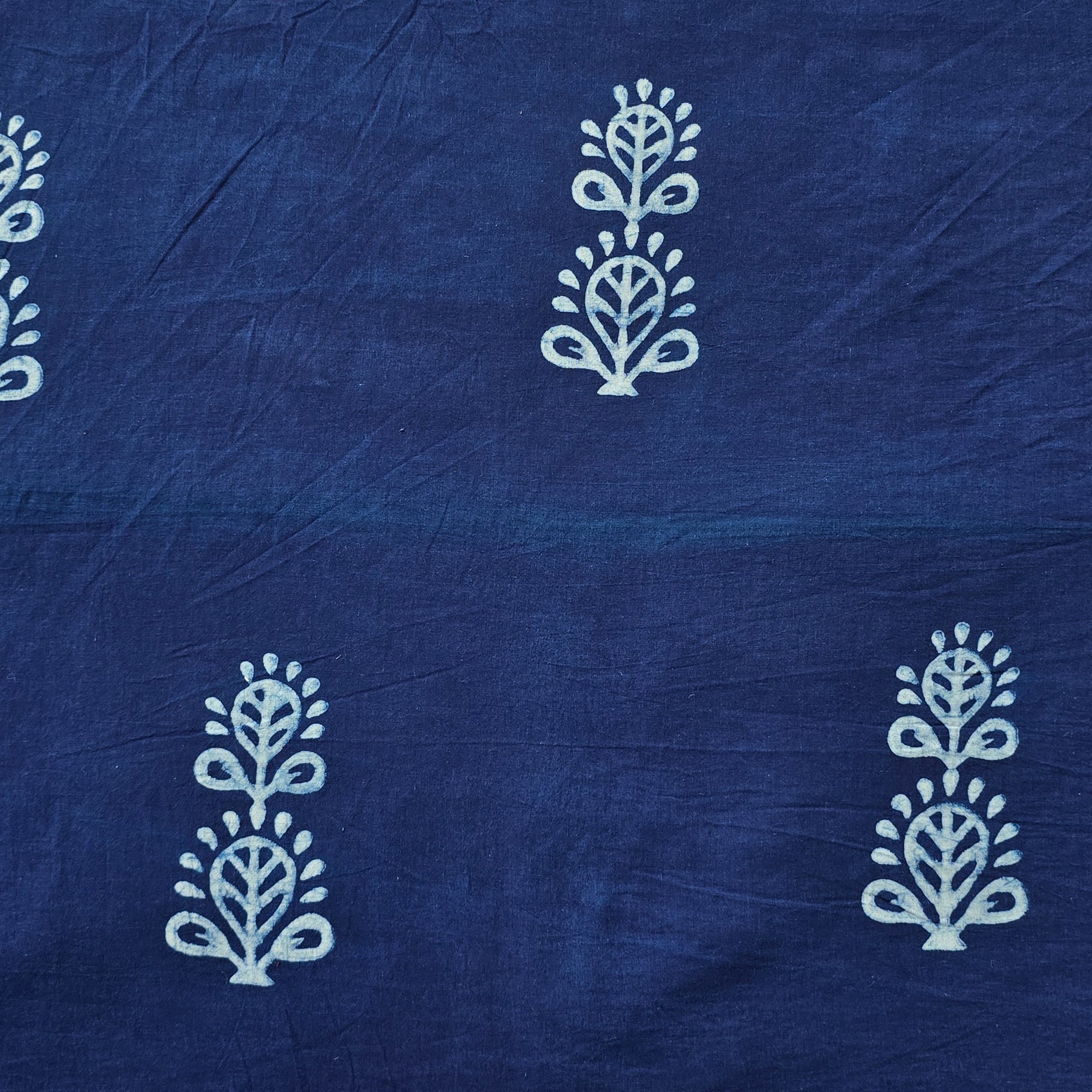Grey - Natural Dyed Pure Wool Handloom Akola Hand Block Printed Fabric 40 main image 1