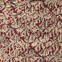 Pure Cotton Kalamkari Maroon With Green Kairi Jaal Hand Block Print Fabric Pure Cotton Kalamkari Maroon With Green Kairi Jaal Hand Block Print Fabric