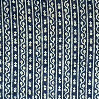 Pure Cotton Indigo With Border Design Stripes Hand Block Print Fabric Pure Cotton Indigo With Border Design Stripes Hand Block Print Fabric