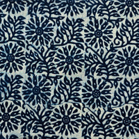 Pure Cotton Indigo Off White With Flower Jaal Plant motif Hand Block Print Fabric Pure Cotton Indigo Off White With Flower Jaal Plant motif Hand Block Print Fabric