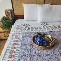 Cozy Mornings - Pure Mul Cotton Hand Block Printed Reversible Dohar Blanket With Cotton Flannel Filling Cozy Mornings - Pure Mul Cotton Hand Block Printed Reversible Dohar Blanket With Cotton Flannel Filling