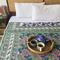 Leafy Escape -Pure Mul Cotton Hand Block Printed Reversible Dohar Blanket With Cotton Flannel Filling Leafy Escape -Pure Mul Cotton Hand Block Printed Reversible Dohar Blanket With Cotton Flannel Filling