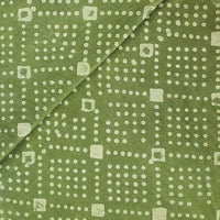 Pure Cotton Dabu Green With Off White Geometrical Design Hand Block Print Fabric Pure Cotton Dabu Green With Off White Geometrical Design Hand Block Print Fabric