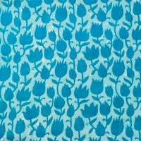 Pure Cotton Dabu Cyan With Flower Jaal Hand Block Print Fabric Pure Cotton Dabu Cyan With Flower Jaal Hand Block Print Fabric