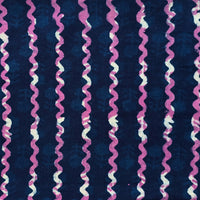 Pure Cotton Dabu Navy Blue With Purple Zig-Zag Stripes Hand Block Print Fabric Pure Cotton Dabu Navy Blue With Purple Zig-Zag Stripes Hand Block Print Fabric