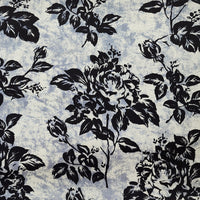 Pure Cotton Rust Grey With Black Rose Big Flower Blocks Screen Print Fabric Pure Cotton Rust Grey With Black Rose Big Flower Blocks Screen Print Fabric