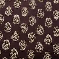 Pure Cotton Brown With Flower Design Motif Screen Print Fabric Pure Cotton Brown With Flower Design Motif Screen Print Fabric