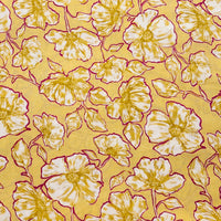 Pure Cotton Yellow With Flower Jaal Screen Print Fabric Pure Cotton Yellow With Flower Jaal Screen Print Fabric