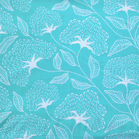 Pure Cotton Cyan Blue With White Flower Jaal Screen Print Fabric Pure Cotton Cyan Blue With White Flower Jaal Screen Print Fabric