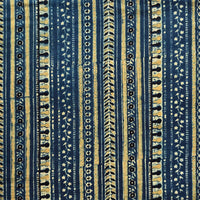 Pure Cotton Teen Kaam Ajrak Rust Blue With Design Stripes Hand Block Print Fabric Pure Cotton Teen Kaam Ajrak Rust Blue With Design Stripes Hand Block Print Fabric