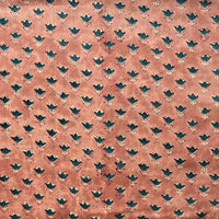 Pure Cotton Jaipuri Peach With Teal Tiny Flower Motif Hand Block Print Fabric Pure Cotton Jaipuri Peach With Teal Tiny Flower Motif Hand Block Print Fabric