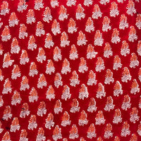 Pure Cotton Jaipuri Red With Leaves Motif Hand Block Print Fabric Pure Cotton Jaipuri Red With Leaves Motif Hand Block Print Fabric