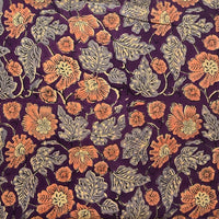 Pure Cotton Jaipuri Purple With Peach Flower Jaal Hand Block Print Fabric Pure Cotton Jaipuri Purple With Peach Flower Jaal Hand Block Print Fabric