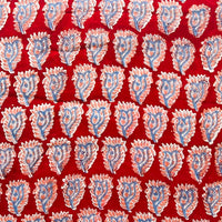 Pure Cotton Jaipuri Red With Blue Kairi Motif Hand Block Print Fabric Pure Cotton Jaipuri Red With Blue Kairi Motif Hand Block Print Fabric