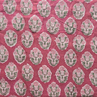 Pure Cotton Jaipuri Pink With Flower Plant Motif Hand Block Print Fabric Pure Cotton Jaipuri Pink With Flower Plant Motif Hand Block Print Fabric