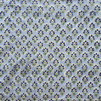 Pure Cotton Jaipuri Powder Blue With Flower Motif Hand Block Print Fabric Pure Cotton Jaipuri Powder Blue With Flower Motif Hand Block Print Fabric