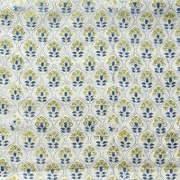 Pure Cotton White With Green Flower Jaal Hand Block Print Fabric Pure Cotton White With Green Flower Jaal Hand Block Print Fabric