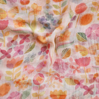 Pure Chiffon Cream With Different Types Of Petals Flower Fabric Pure Chiffon Cream With Different Types Of Petals Flower Fabric