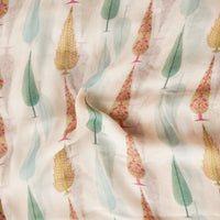 Pure Chiffon Cream With Cypress Tree Motif Fabric Pure Chiffon Cream With Cypress Tree Motif Fabric