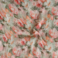 Pure Chiffon Mint Green With Light Colours Of Flower Fabric Pure Chiffon Mint Green With Light Colours Of Flower Fabric