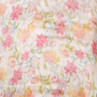 Pure Chiffon Off White With Yellow Birds And Lotus Flower Creeper Fabric Pure Chiffon Off White With Yellow Birds And Lotus Flower Creeper Fabric