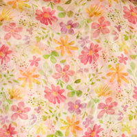 Pure Chiffon Beige Cream With Pink,Purple And Yellow Small-Big Flower Jaal Fabric Pure Chiffon Beige Cream With Pink,Purple And Yellow Small-Big Flower Jaal Fabric