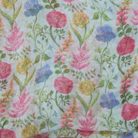 Pure Chiffon Light Blue With WildFlower Fabric Pure Chiffon Light Blue With WildFlower Fabric