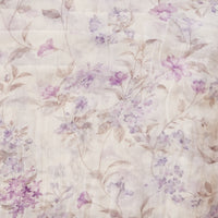 Pure Chiffon Cream With Purple Flower Creeper Fabric Pure Chiffon Cream With Purple Flower Creeper Fabric