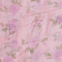 Pure Chiffon Light Pink With Purple Roses Fabric Pure Chiffon Light Pink With Purple Roses Fabric