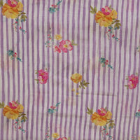 Malai Digital Print Purple With White Stripes And Yellow Pink Flower Motif Fabric Malai Digital Print Purple With White Stripes And Yellow Pink Flower Motif Fabric