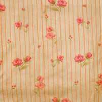 Malai Digital Print Light Yellow With Stripe And Pink Flower Motif Fabric Malai Digital Print Light Yellow With Stripe And Pink Flower Motif Fabric