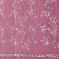 Pure Cotton Handloom Dusky Pink With White Flowers Jaal Embroidery Woven Fabric Pure Cotton Handloom Dusky Pink With White Flowers Jaal Embroidery Woven Fabric