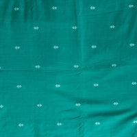 Pure Cotton Handloom Teal With White Motif Woven Fabric Pure Cotton Handloom Teal With White Motif Woven Fabric