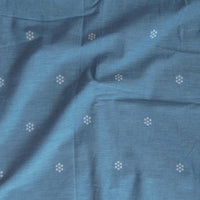 Pure Cotton Handloom Greyish Blue With Flower Motif Woven Fabric Pure Cotton Handloom Greyish Blue With Flower Motif Woven Fabric