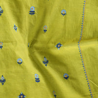 Pure Cotton Flex Parrot Green And Blue Flower Motifs With Border Embroidery Fabric Pure Cotton Flex Parrot Green And Blue Flower Motifs With Border Embroidery Fabric