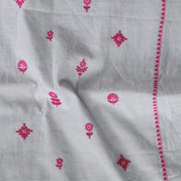 Pure Cotton Flex Grey And Pink Flower Motifs With Border Embroidery Fabric Pure Cotton Flex Grey And Pink Flower Motifs With Border Embroidery Fabric