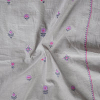 Pure South Cotton Grey And Purple Flower Motifs With Border Embroidery Fabric Pure South Cotton Grey And Purple Flower Motifs With Border Embroidery Fabric