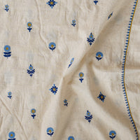 Pure Cotton Flex Cream And Blue Flower Motifs With Border Embroidery Fabric Pure Cotton Flex Cream And Blue Flower Motifs With Border Embroidery Fabric
