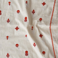 Pure Cotton Flex Cream And Red Flower Motifs With Border Embroidery Fabric Pure Cotton Flex Cream And Red Flower Motifs With Border Embroidery Fabric