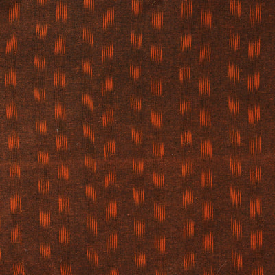 Pure Cotton Ikkat Brown intricate Stripes Design Hand woven Fabric