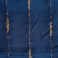 Mul Chanderi blue With Self Leaves With Flower Design Embroidery Fabric Mul Chanderi blue With Self Leaves With Flower Design Embroidery Fabric