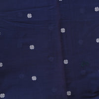 MUL Jamdani Dark Blue With Flower Motif Woven Fabric MUL Jamdani Dark Blue With Flower Motif Woven Fabric