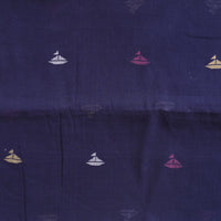 MUL Jamdani Blue With Pink And White Motif Woven Fabric MUL Jamdani Blue With Pink And White Motif Woven Fabric