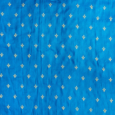 Slub Silk Cotton Sky Blue With Tiny Embroidered Butti Fabric