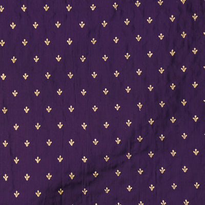 Slub Silk Cotton Royal Purple With Tiny Embroidered Butti Fabric