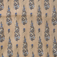 Mogra Chanderi Chiku With Blue Flower Plant Creeper Motif Printed Fabric Mogra Chanderi Chiku With Blue Flower Plant Creeper Motif Printed Fabric
