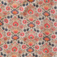 Mogra Chanderi Chiku With Peach Flower Creeper Printed Fabric Mogra Chanderi Chiku With Peach Flower Creeper Printed Fabric