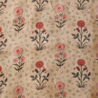 Mogra Chanderi Chiku With Peach Flower Plant Motif Printed Fabric Mogra Chanderi Chiku With Peach Flower Plant Motif Printed Fabric