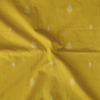 Pure Cotton Handloom Mustard With White Leaves Motif Hand Woven Fabric Pure Cotton Handloom Mustard With White Leaves Motif Hand Woven Fabric