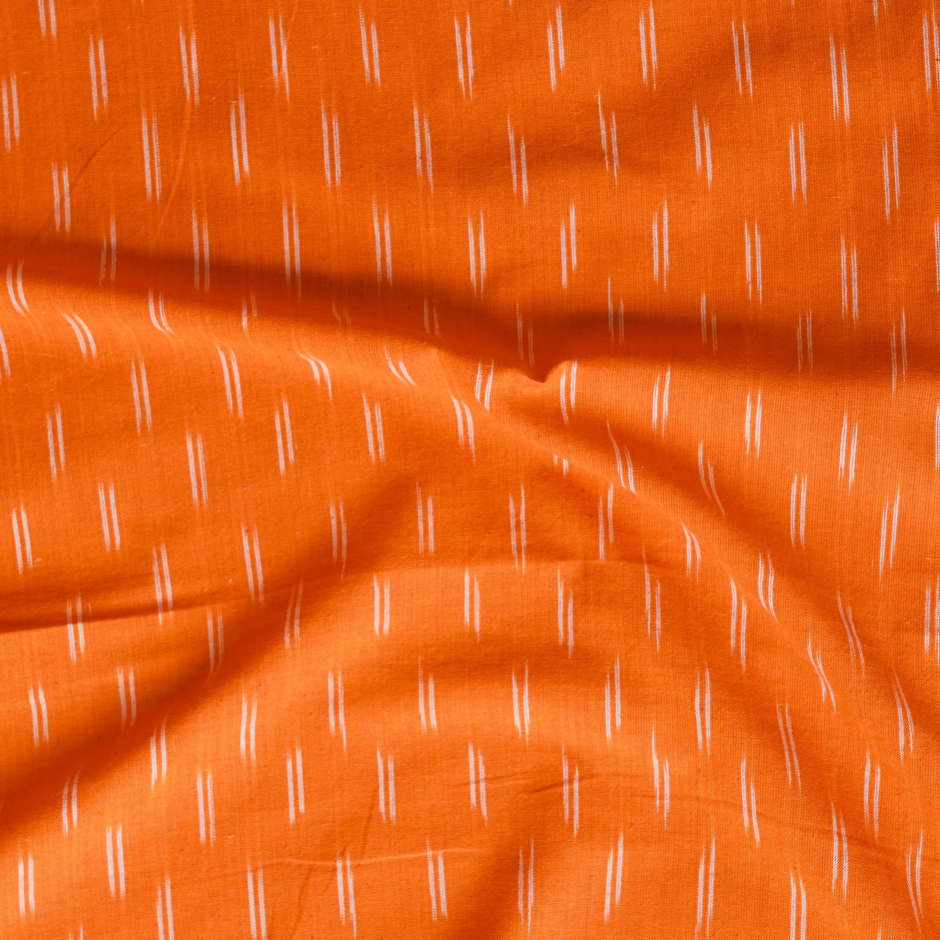 Orange Single Ikkat Handloom Cotton Fabric